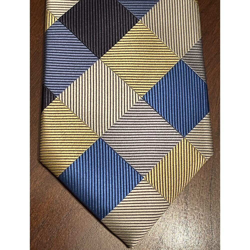 John Sparks Blue Gold Hand Made 100 Polyester Men’s Neck Tie Made In China